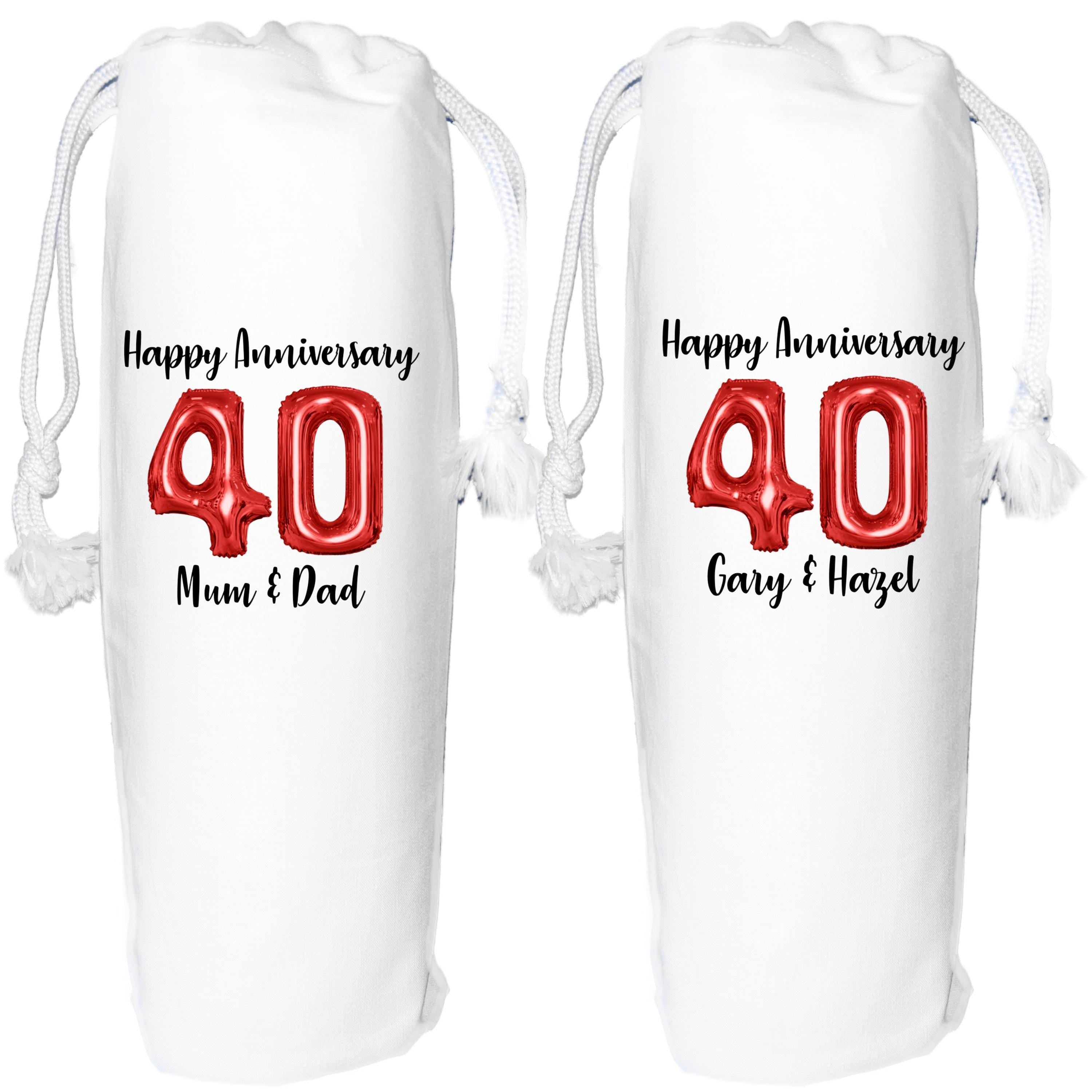 40 years anniversary Personalised wine gift bag ruby 40th wedding anniversary