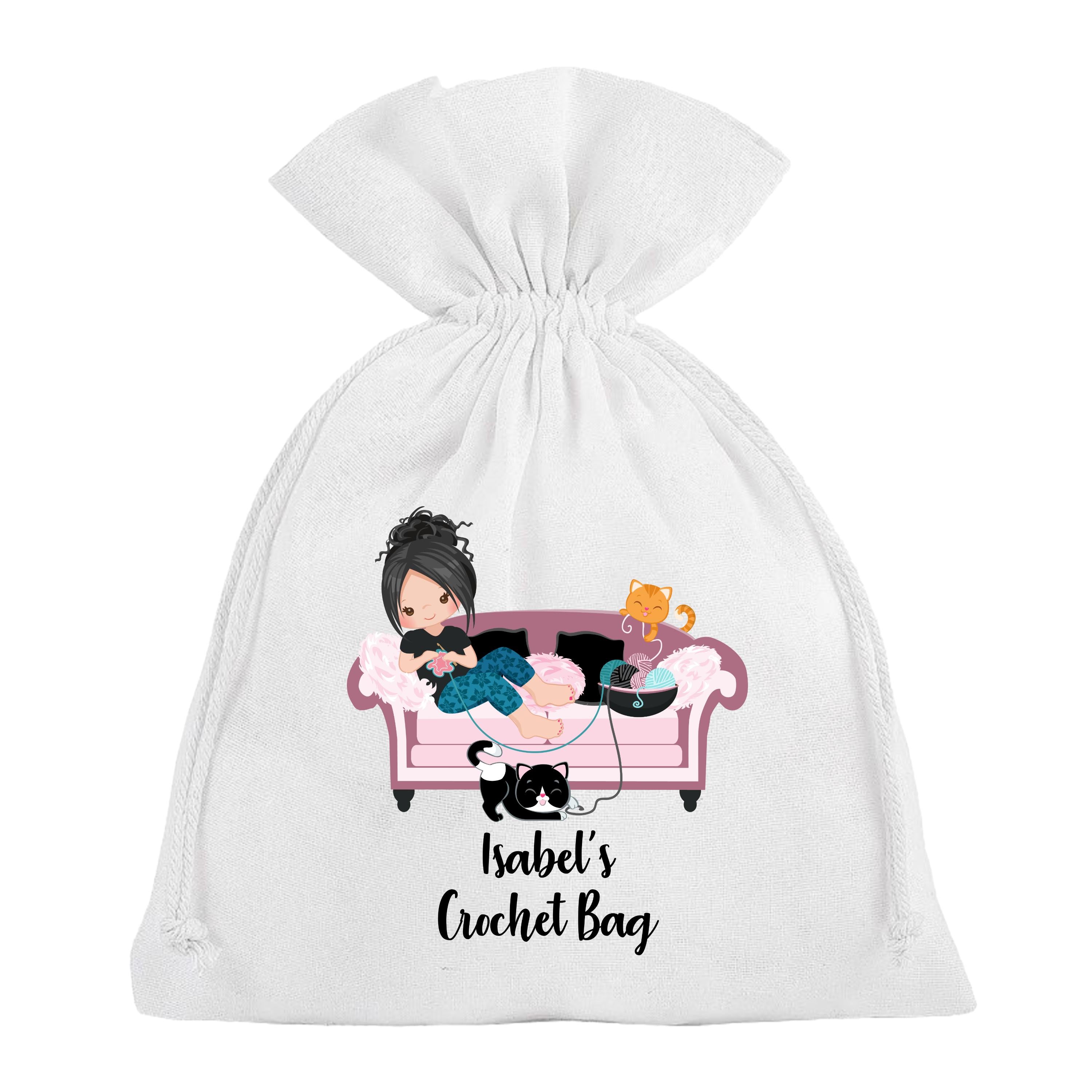 Crochet Bag Personalised Storage Wool Yarn Needles Hook Gift Sack