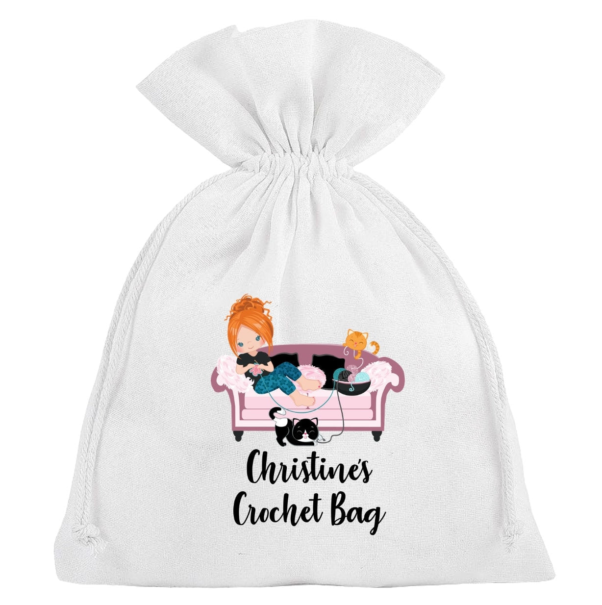 Crochet Bag Personalised Storage Wool Yarn Needles Hook Gift Sack