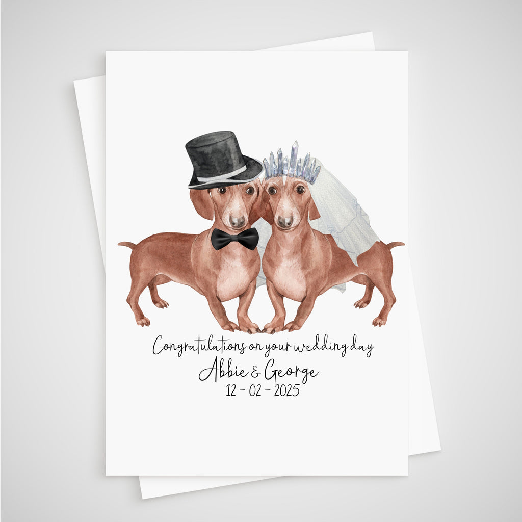 Dachshund Wedding Card Personalised Bride & Groom Sausage Dog