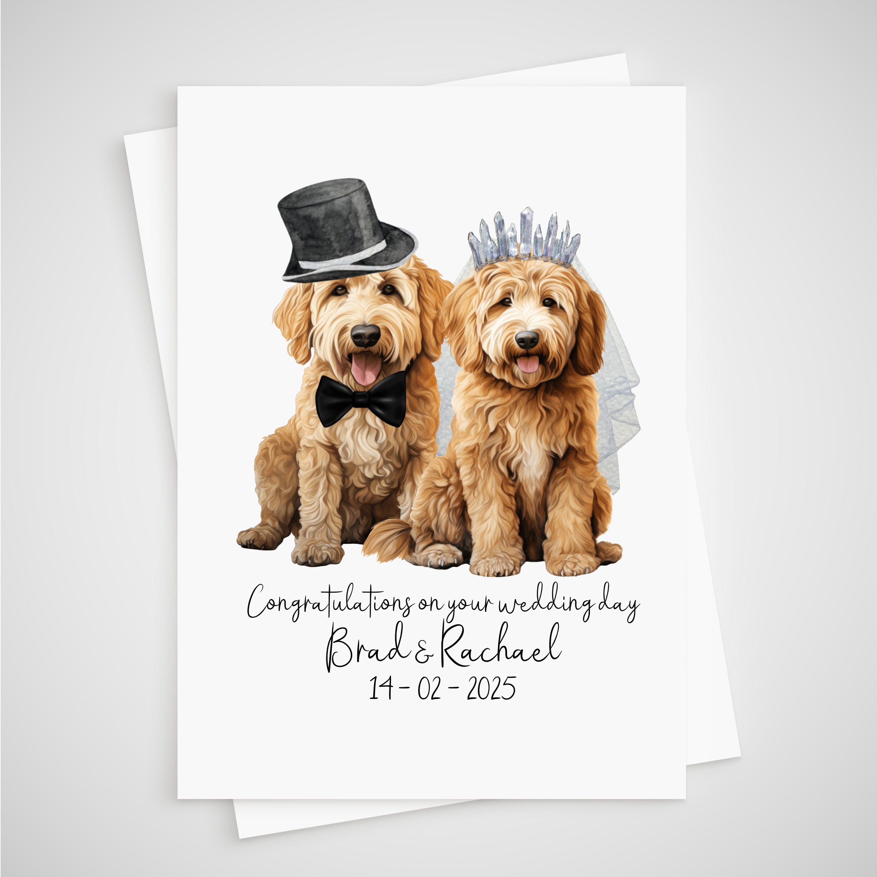 Labradoodle Wedding Card Personalised Goldendoodle Bride & Groom Dog