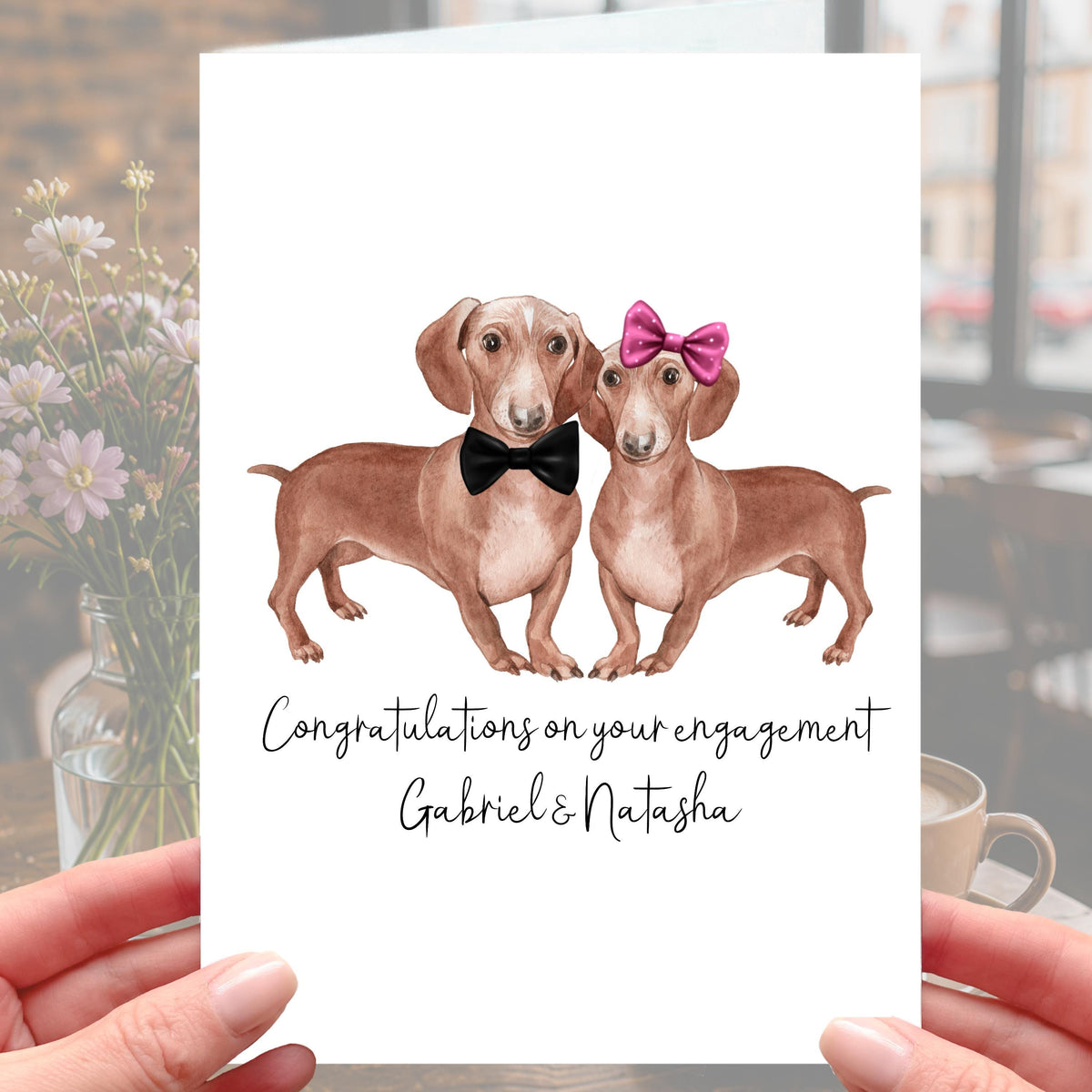 Dachshund Dog Engagement Card Personalised Sausage Dog
