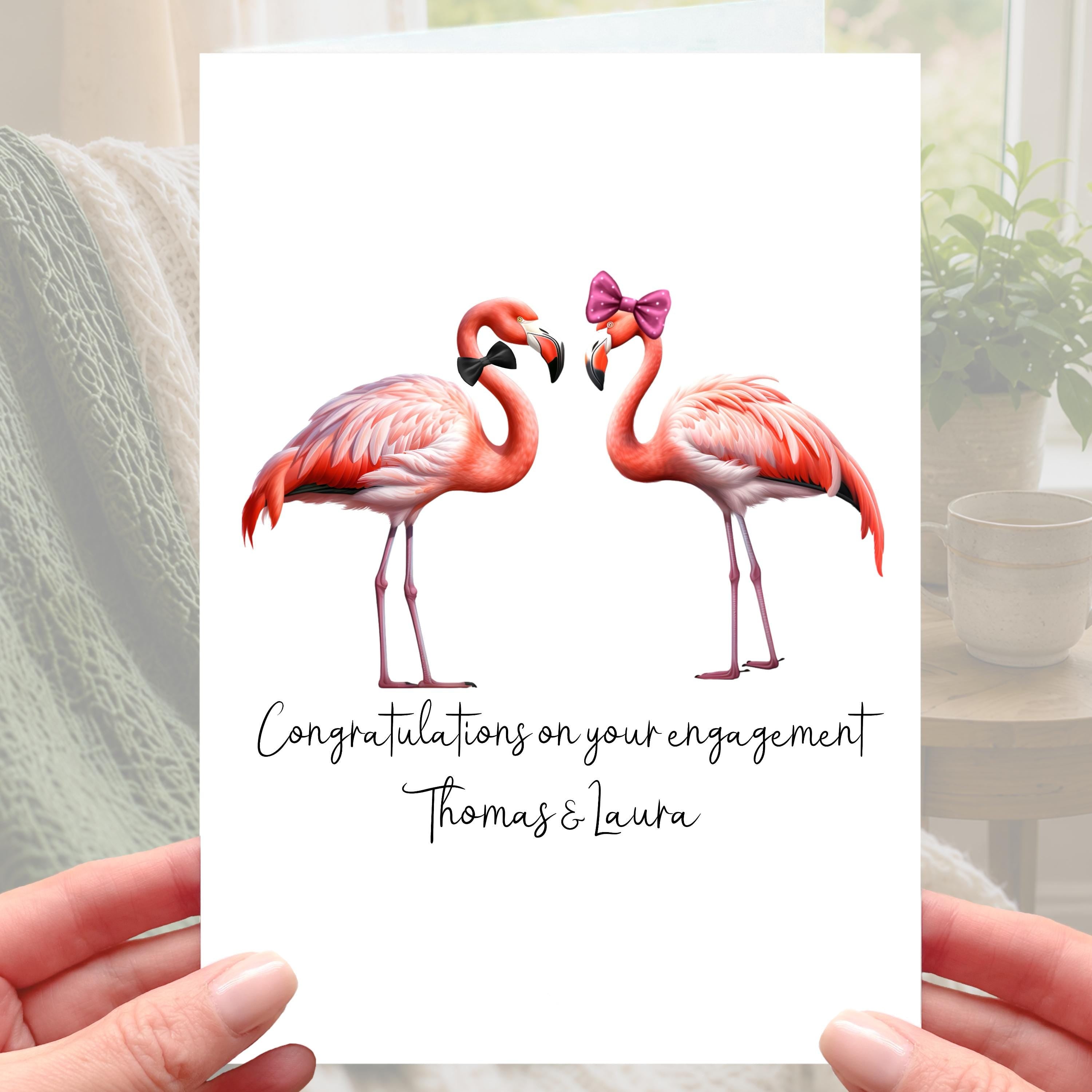 Flamingo Engagement Card Personalised