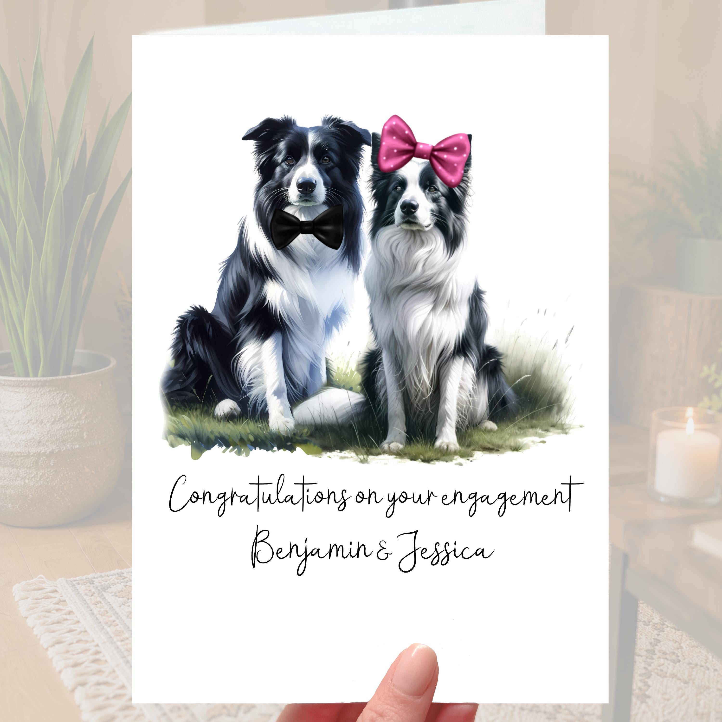 Border Collie Dog Engagement Card Personalised Sheepdog