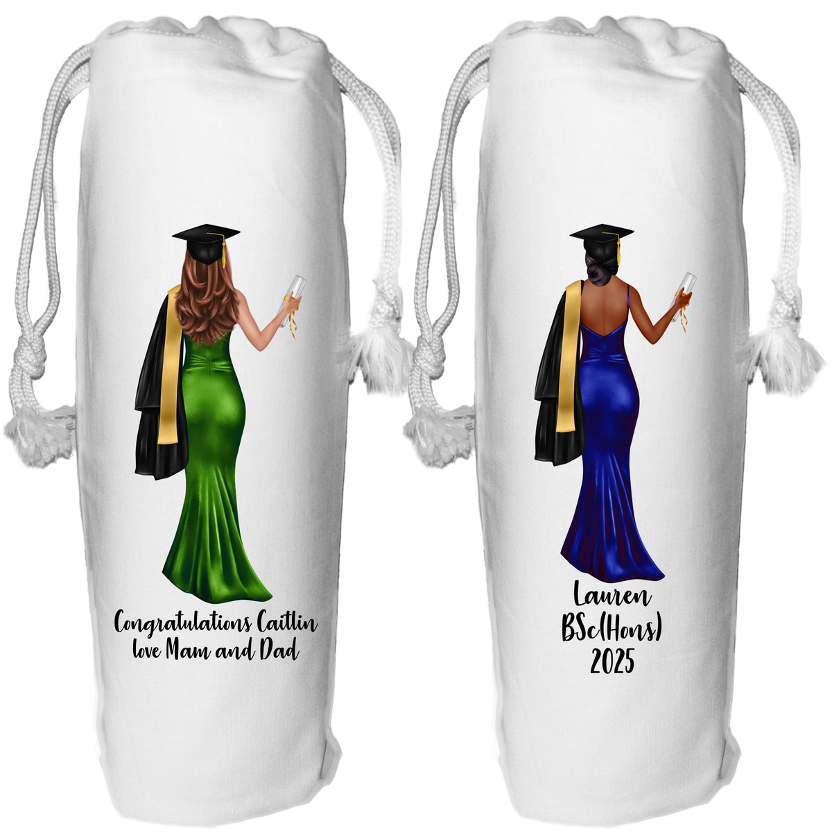 Graduation Wine Bottle Bag Personalised for Female
