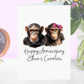 Chimpanzee Anniversary Card Personalised