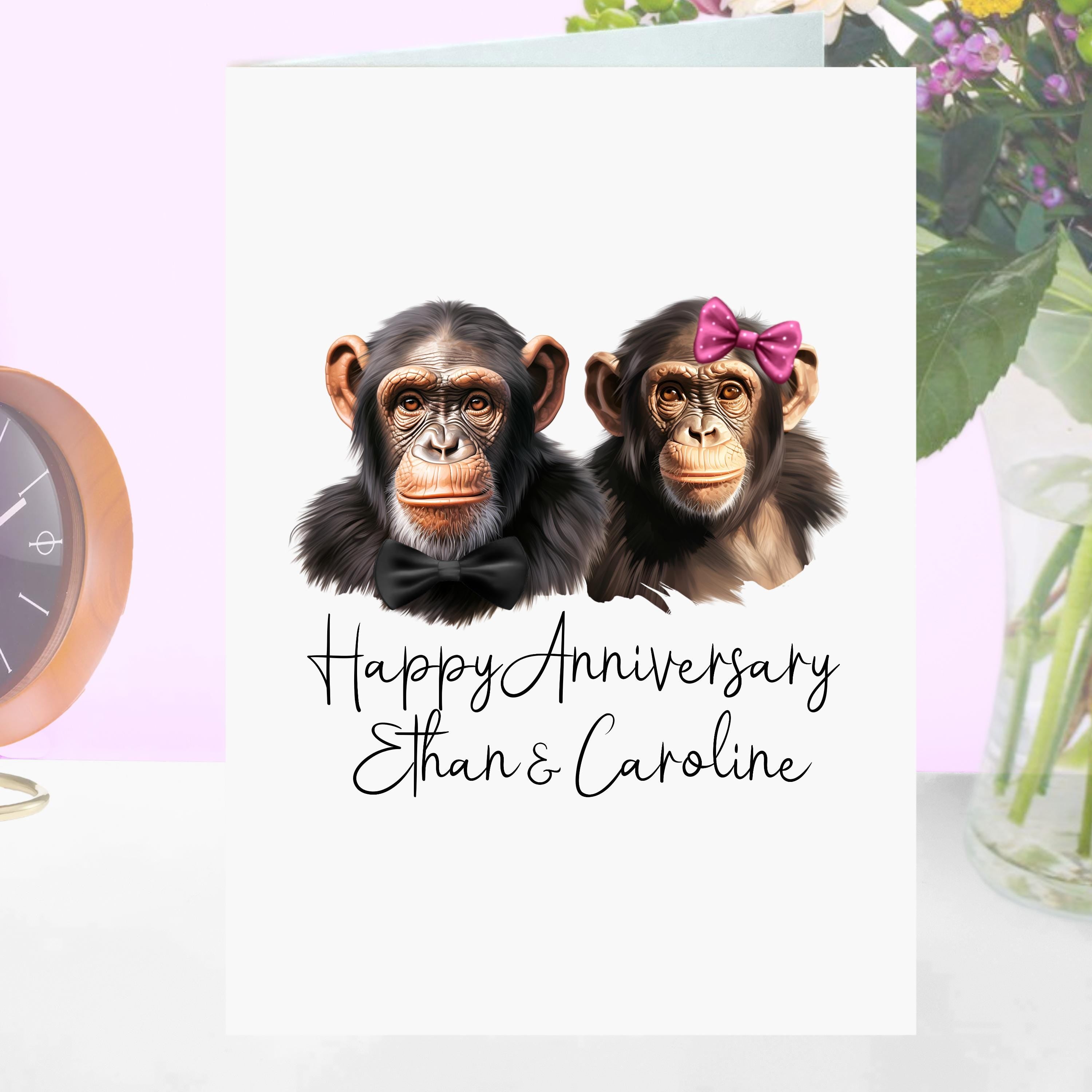 Chimpanzee Anniversary Card Personalised