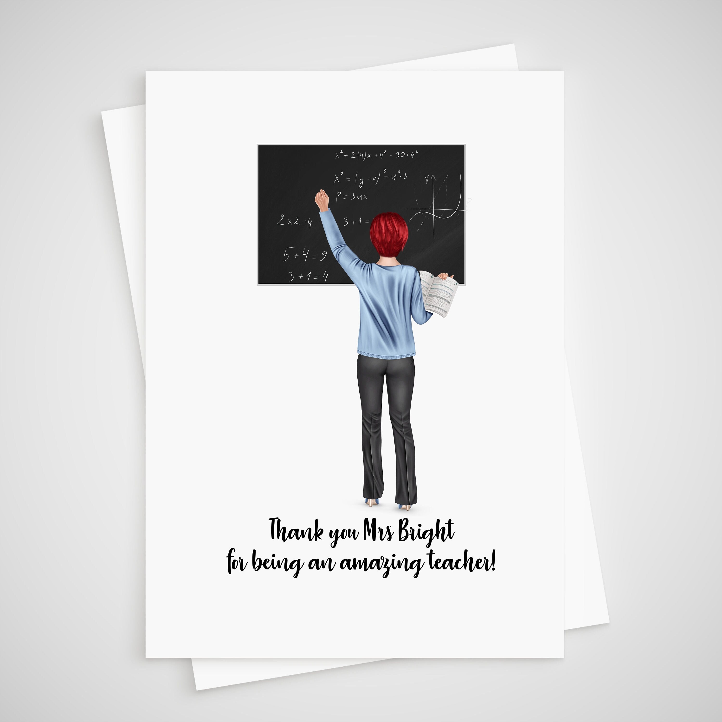 Thank you Teacher Personalised Card from student for her