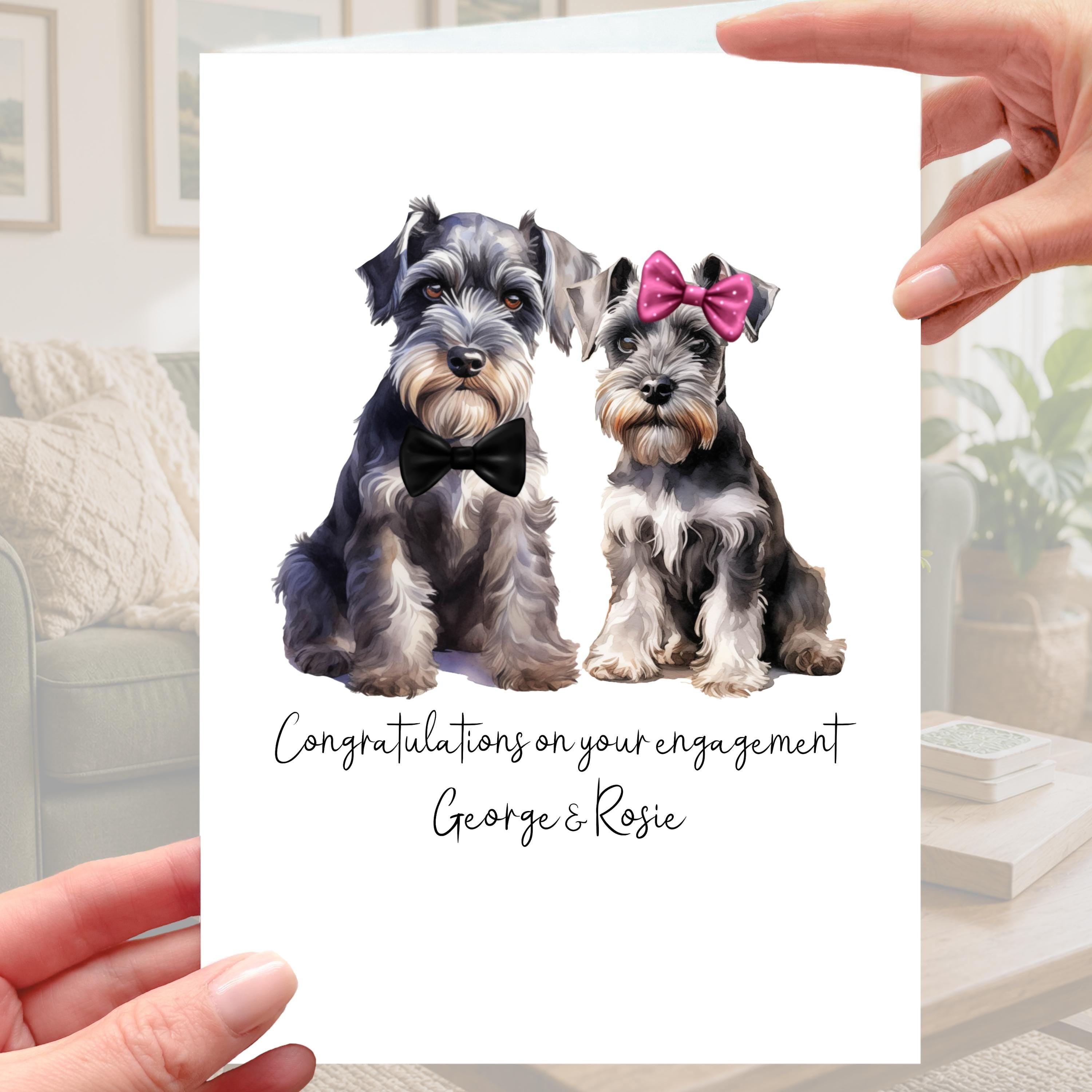Miniature Schnauzer Engagement Card Personalised Dog