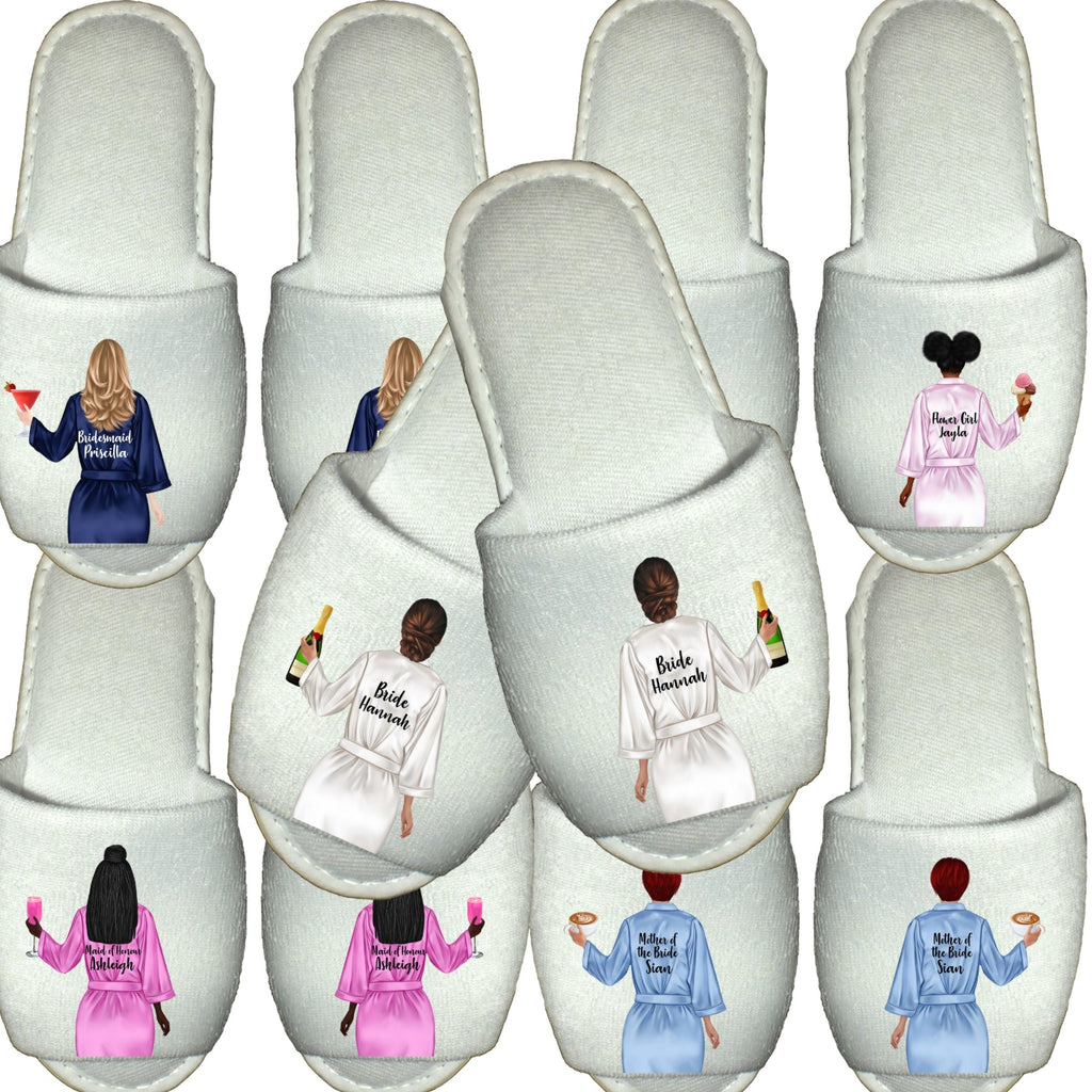 Personalized Bridesmaid Spa Slippers, Bride, Bridal Party Gift, Wedding Morning, Getting Ready Gift