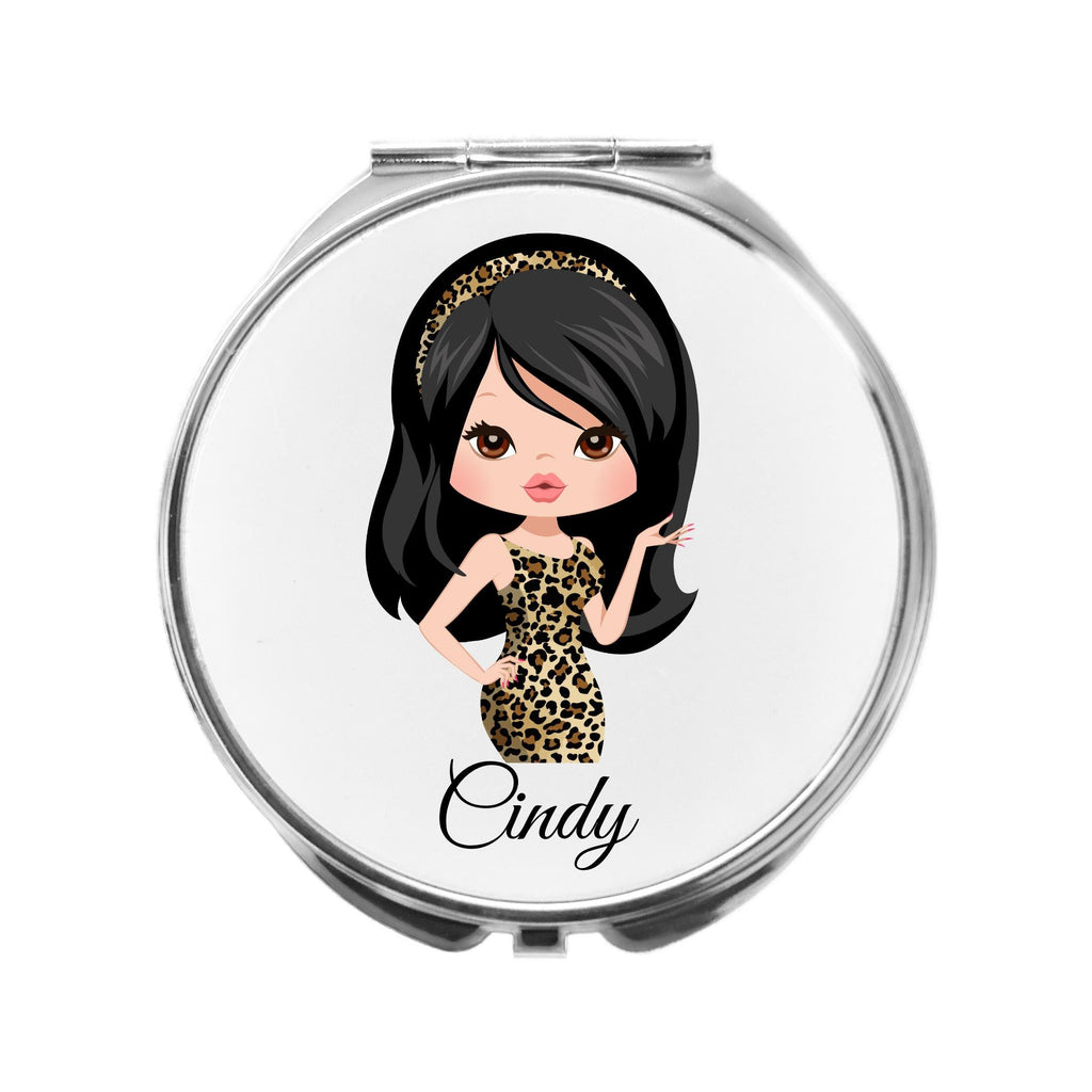 Personalized Leopard Print Compact Mirror, Friend Gift