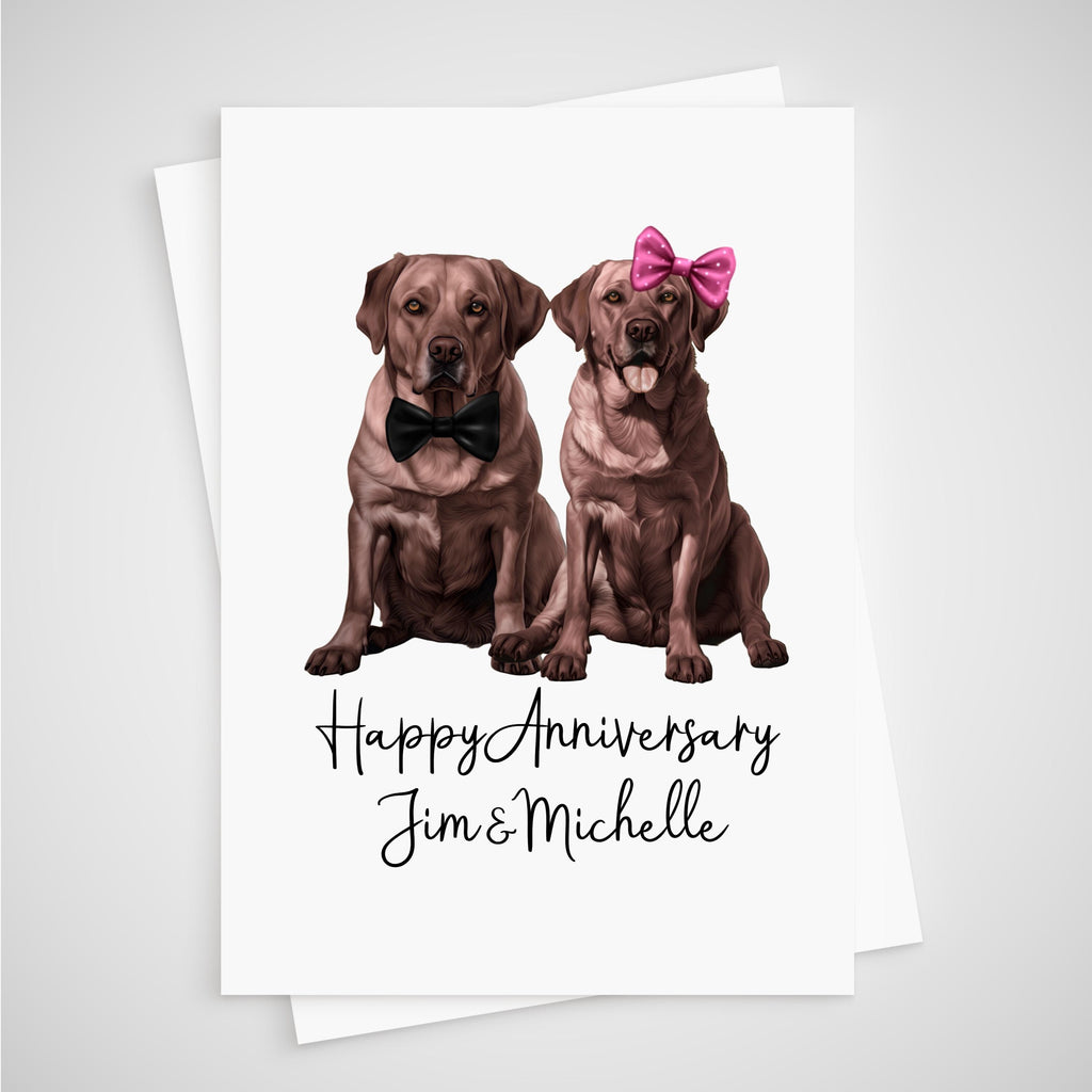 Labrador Anniversary Card Personalised Dog - Golden Chocolate Black
