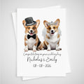 Corgi Wedding Card Personalised Dog Welsh Bride & Groom