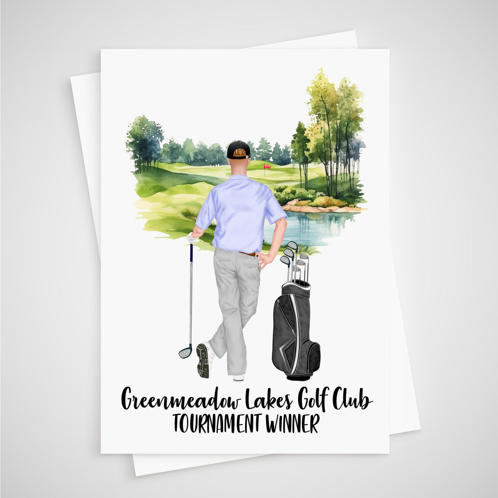 Golf Card Tournament Winner Personalised Man Golfer