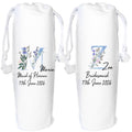 Wedding Wine Bag Personalised Blue Flower Monogram Bridesmaid Gift Maid of Honour Wedding
