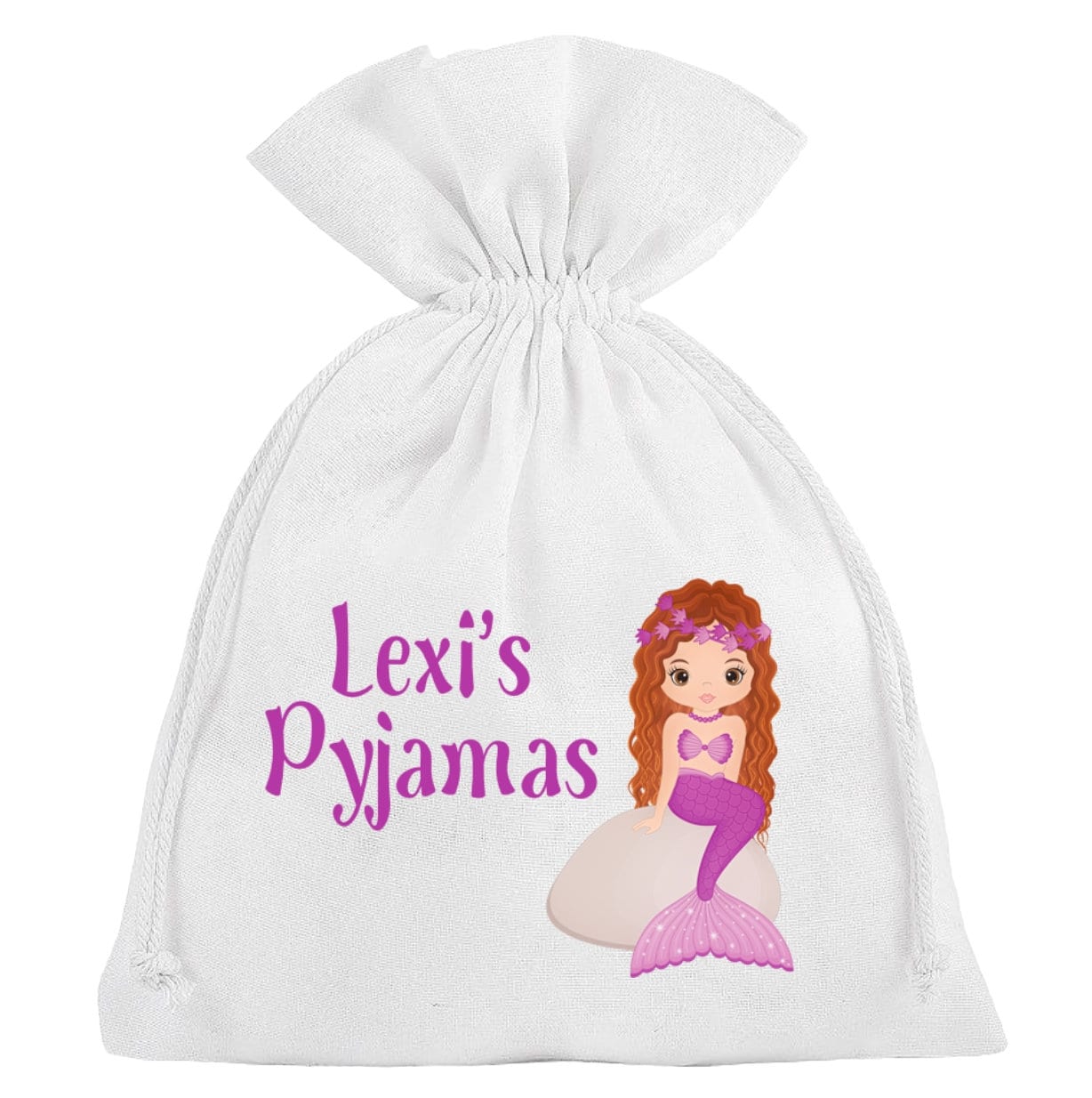 Mermaid Pyjama Bag Personalised for Girls PJ's Ariel Little