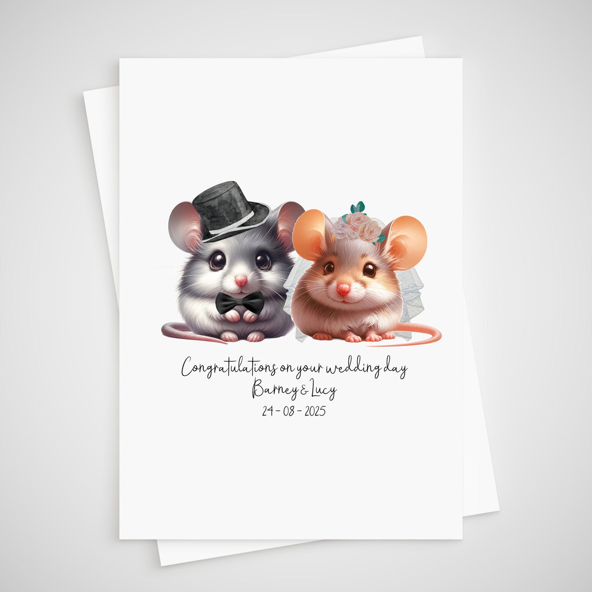 Mouse Wedding Card: Personalized Bride & Groom Mice