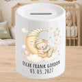 Personalised Baby Money Box Stars & Moon - New baby Savings piggy bank - gift for newborn