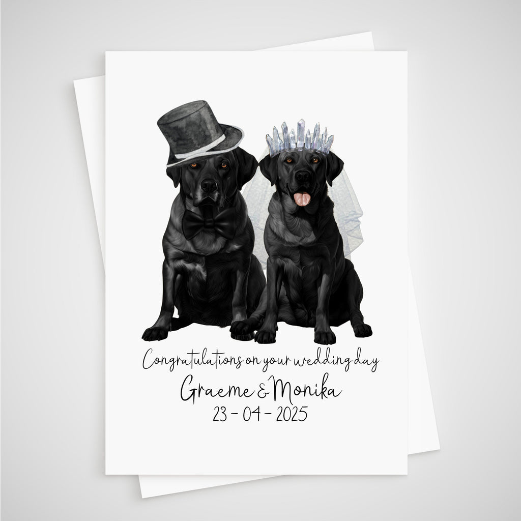 Personalised Black Labrador Wedding Card Bride & Groom Dog