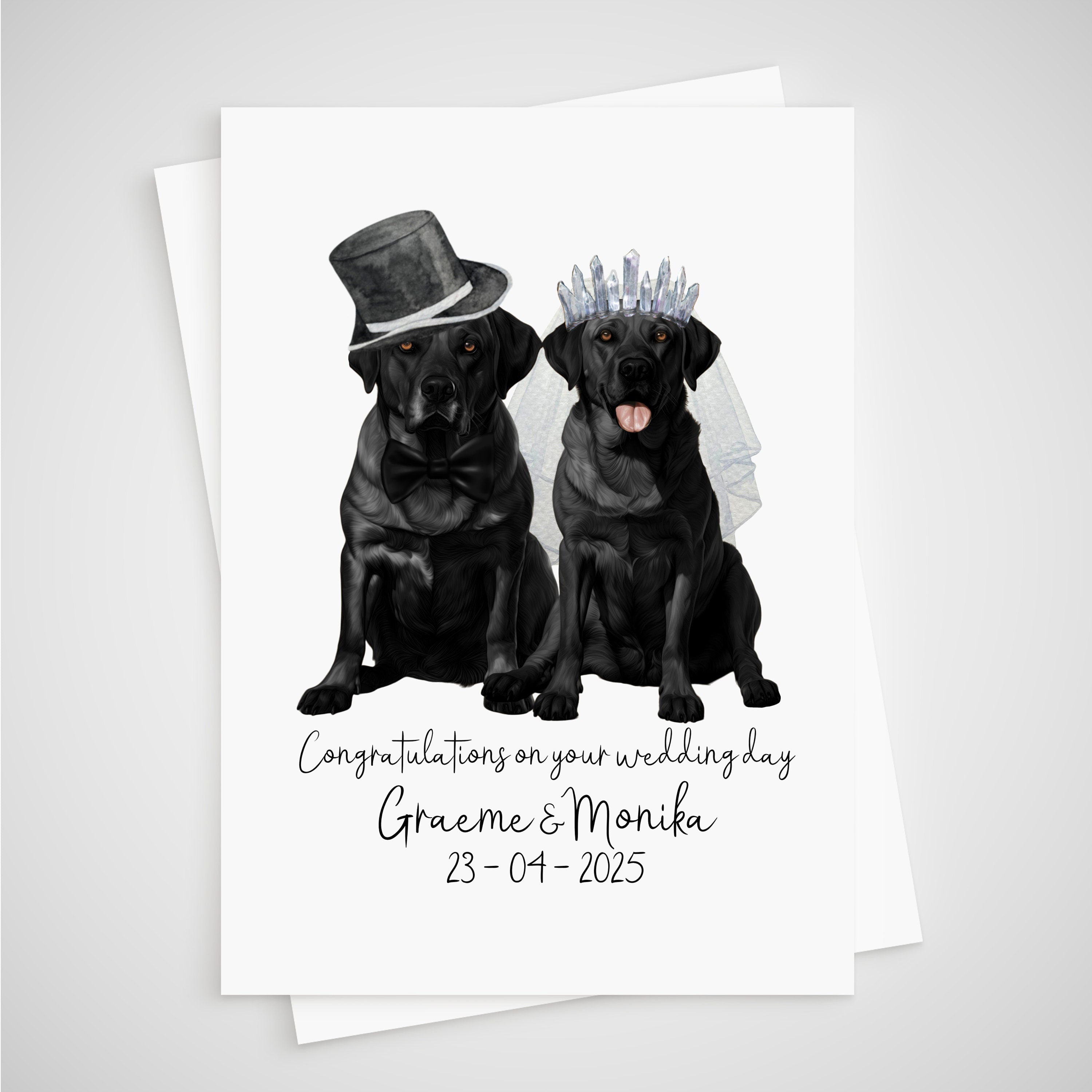 Personalised Black Labrador Wedding Card Bride & Groom Dog