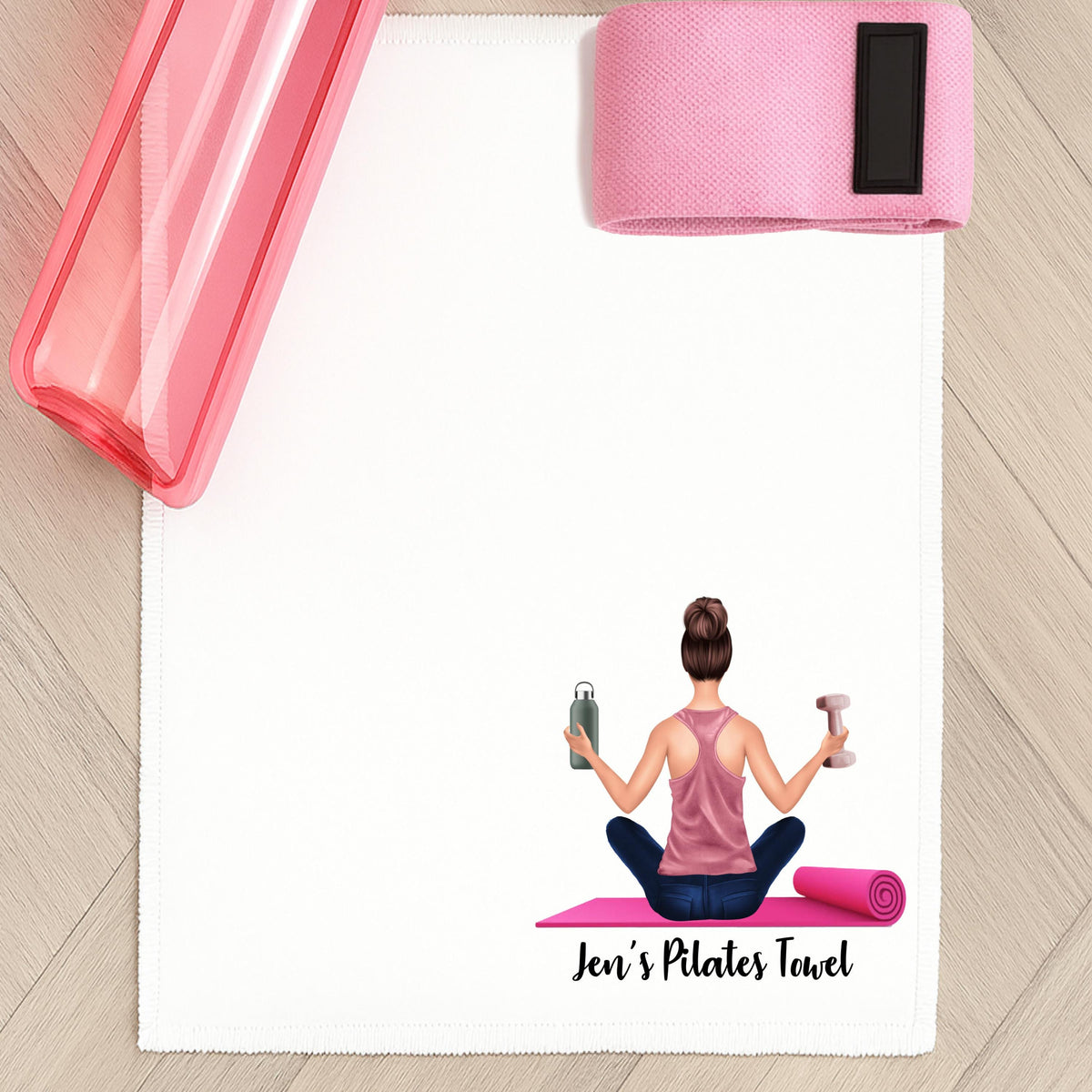 Pilates Towel Personalised Yoga fitness gym exercise Woman Present Gift