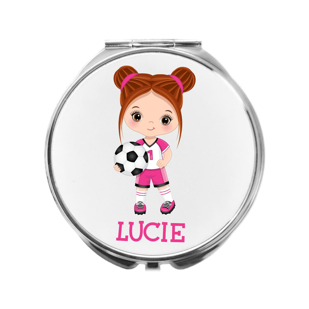 Personalised Football Girl Compact Mirror Soccer Ladies Soccer