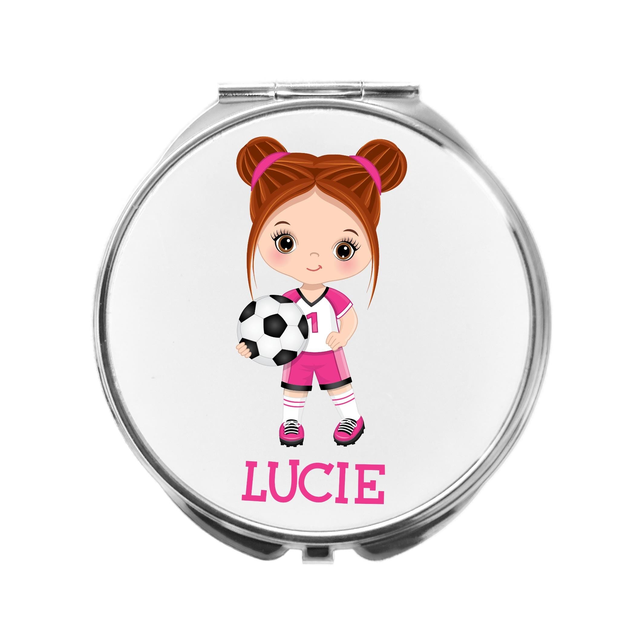 Personalised Football Girl Compact Mirror Soccer Ladies Soccer