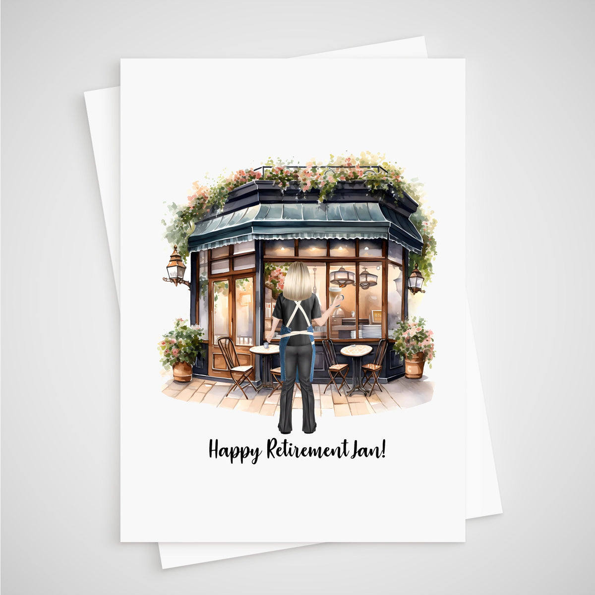 Cafe Retirement Card Personalised Waitress Barista Coffee Shop