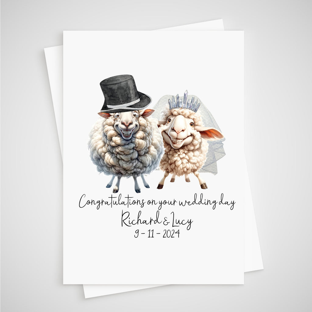 Sheep Wedding Card Personalised Bride & Groom Novelty