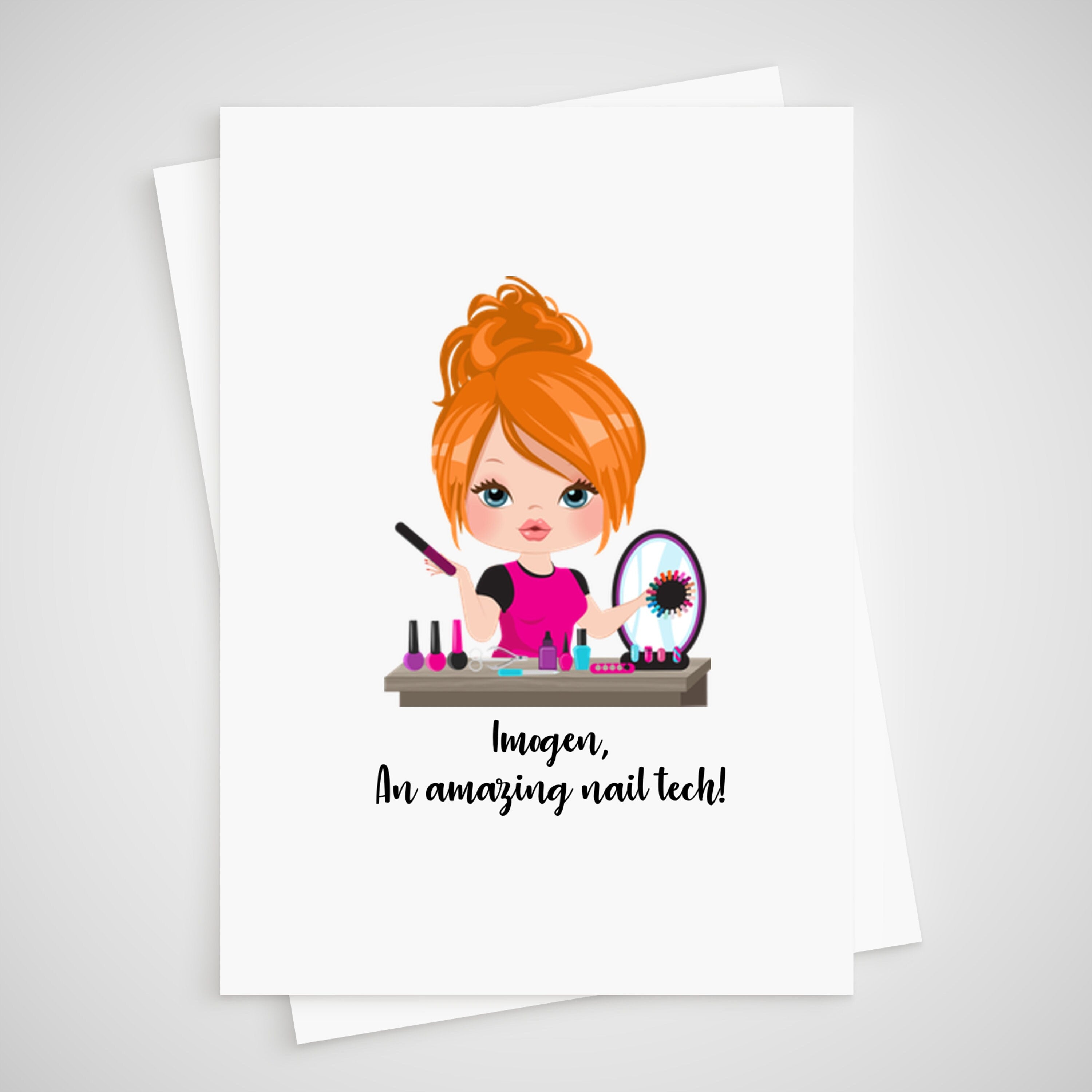 Nail Tech Card Personalised for manicurist technician