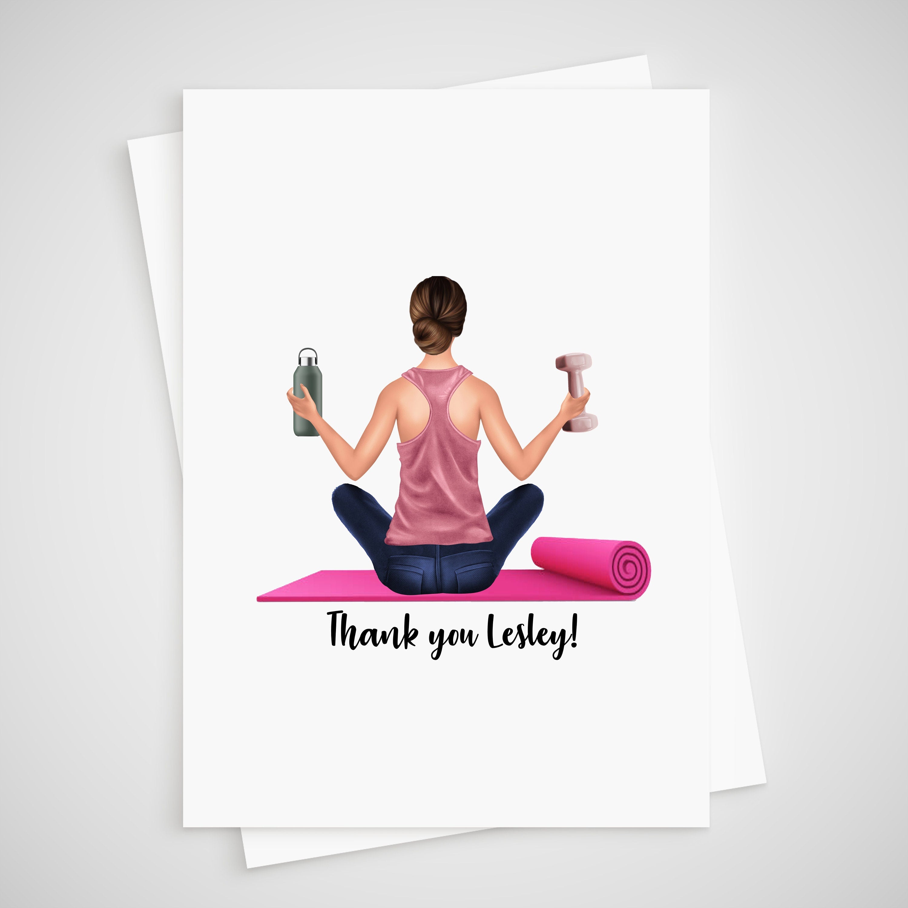 Pilates Thank you card Personalised instructor Gym yoga