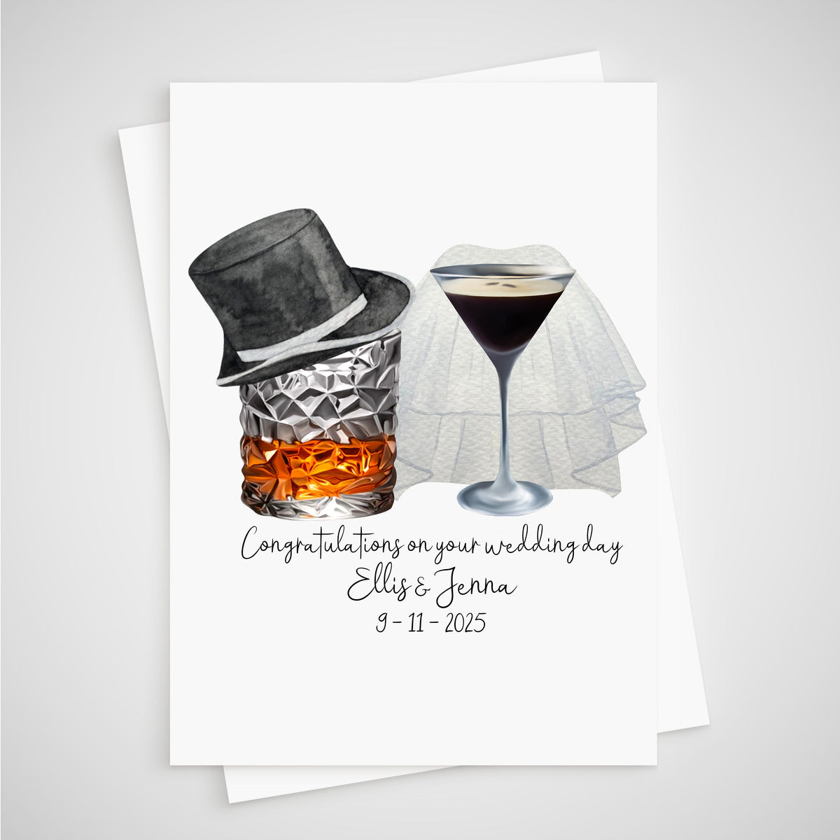 Whiskey Wedding Card Personalised Cocktail Beer Champagne Wine