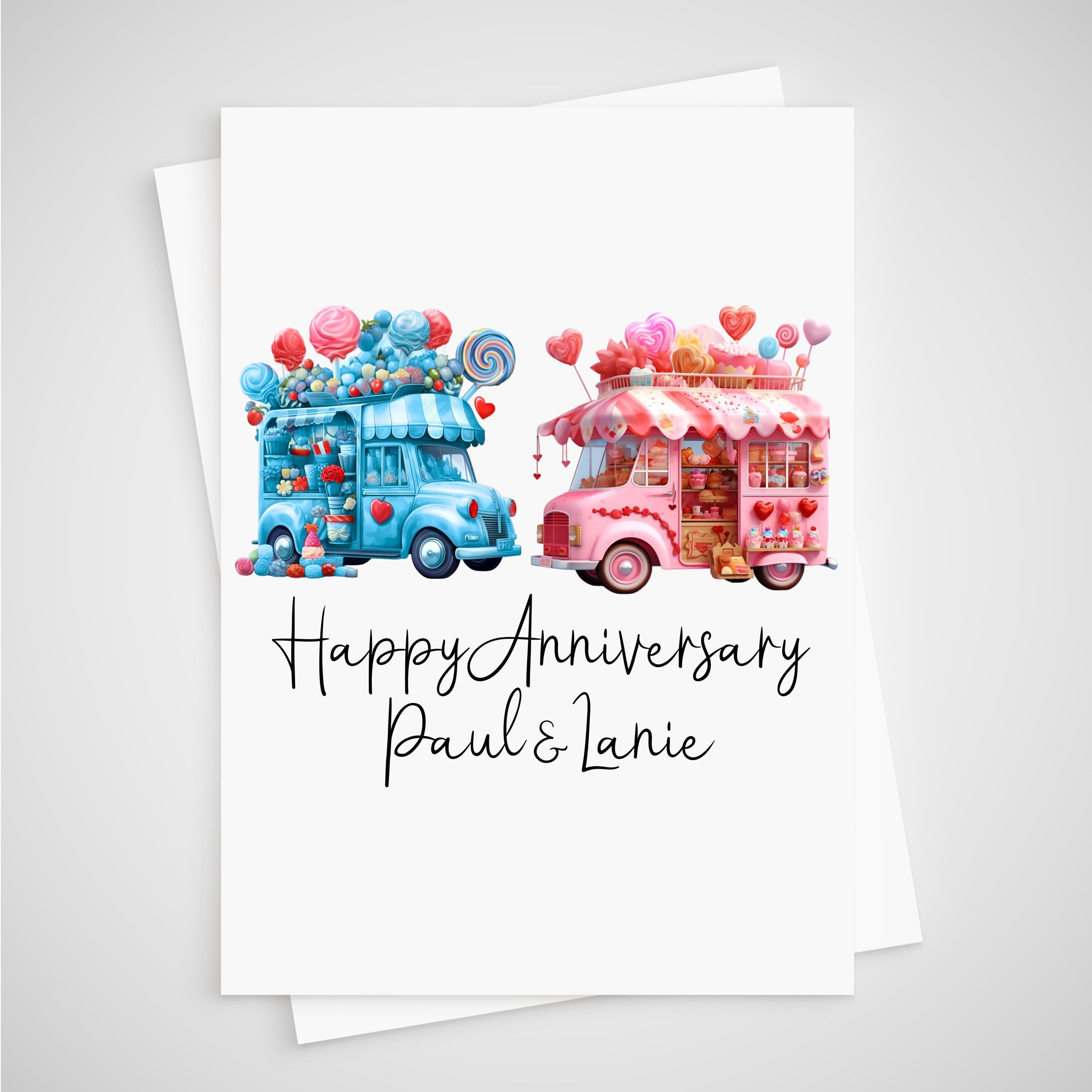 6 years Sweet Anniversary Card Personalised Candy Trucks