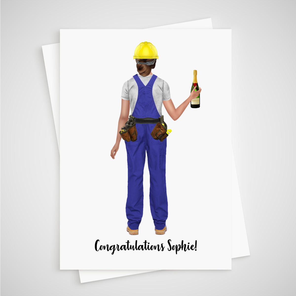 Female Construction Worker Card Personalised for woman Thank you congratulations