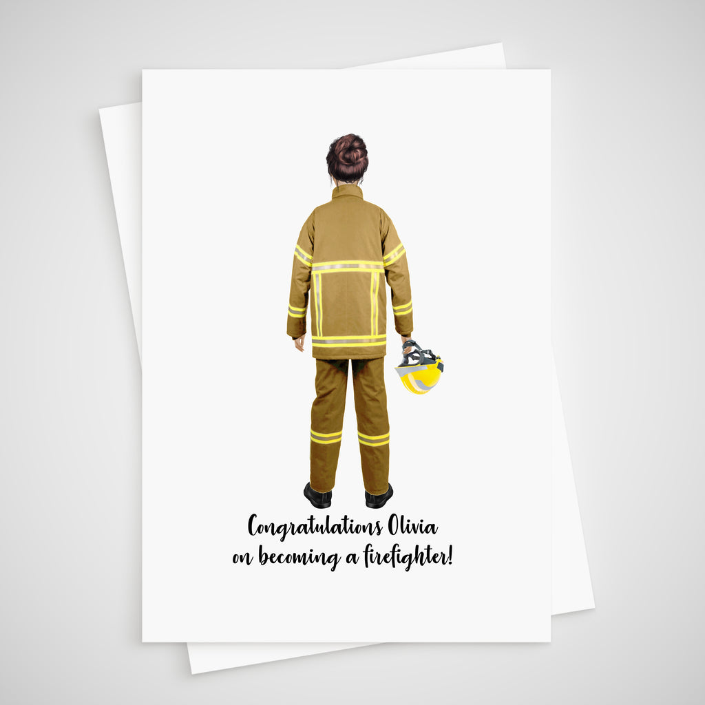Firewoman New Job Card Personalised Becoming a Firefighter fire woman