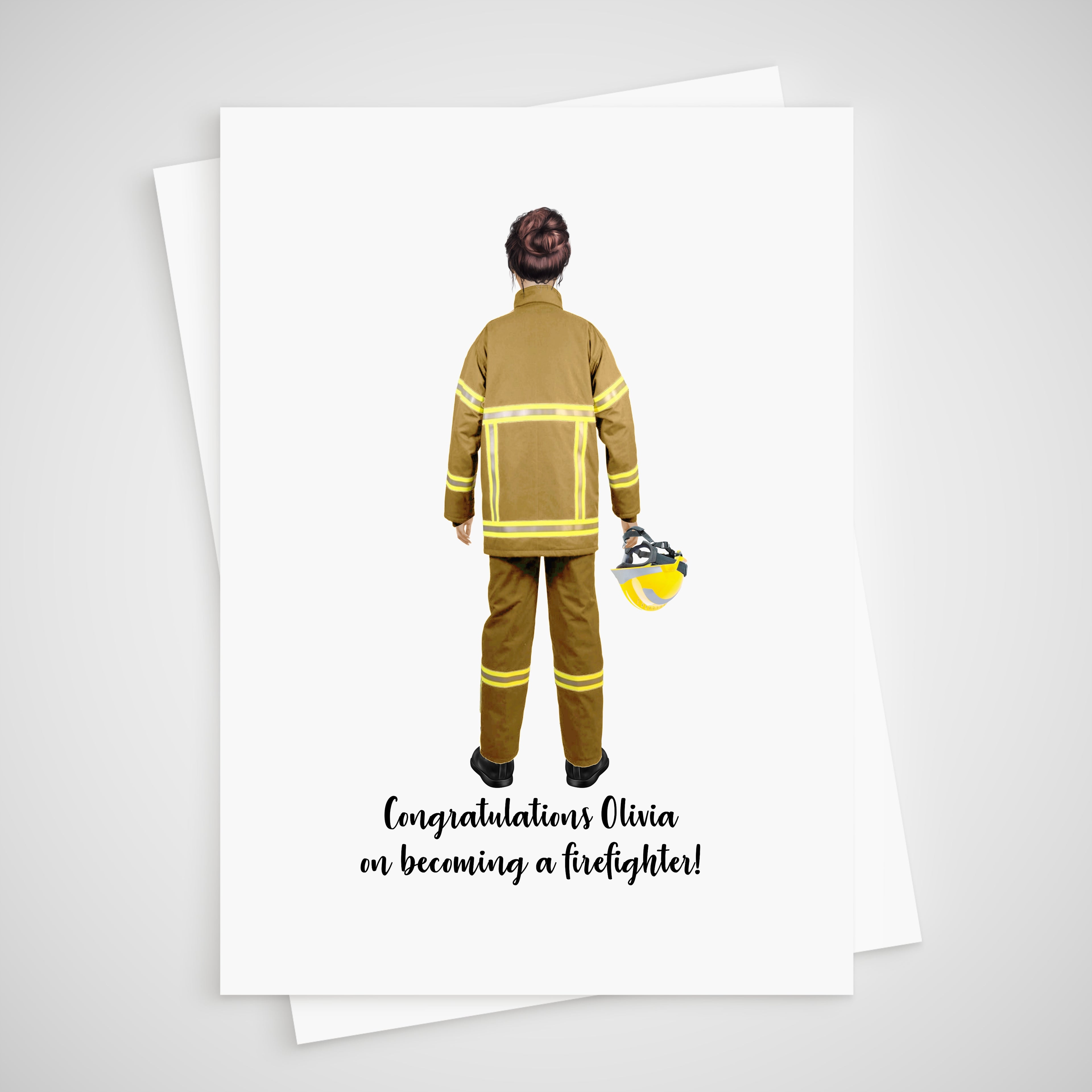 Firewoman New Job Card Personalised Becoming a Firefighter fire woman