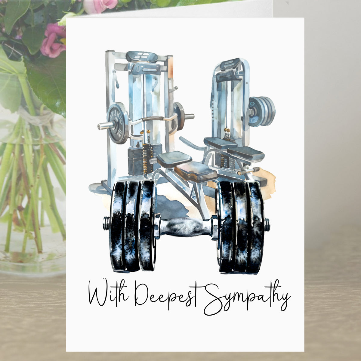 Gym Sympathy Card Grief Mourning Bereavement Weightlifter Workout Exercise