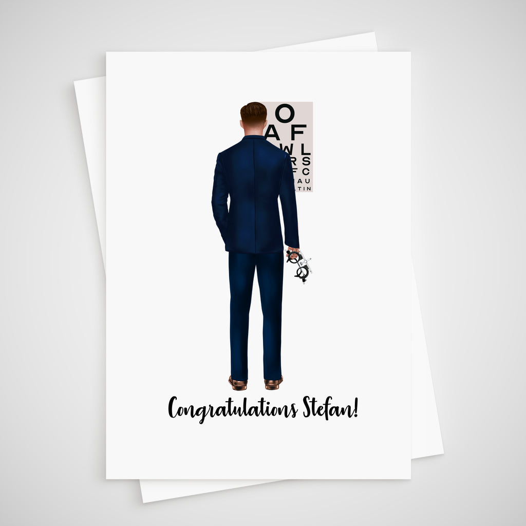 Optician Congratulations Card Personalised for him - optometrist