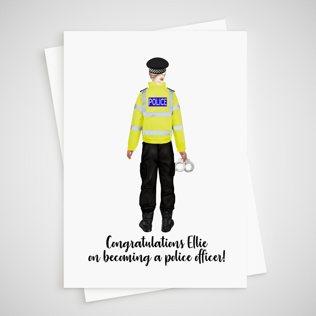 Policewoman Card New Job Personalised Congratulations Police officer passing out Woman