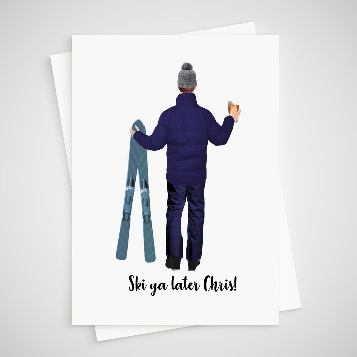 Ski Leaving Card Personalised We'll miss you Man Coworker - Ski you later