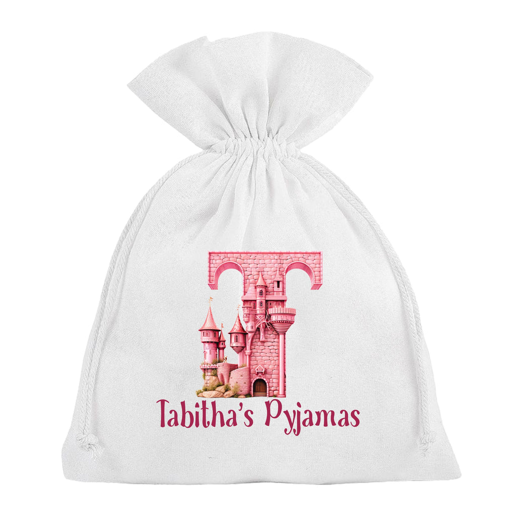 Fairy Pyjama Bag Personalised Pink princess castle Sleepover Slumber Party PJ's
