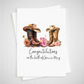 Cowgirl Baby Card Personalised Cowboy Boots Theme Girl Newborn Birth Congratulations