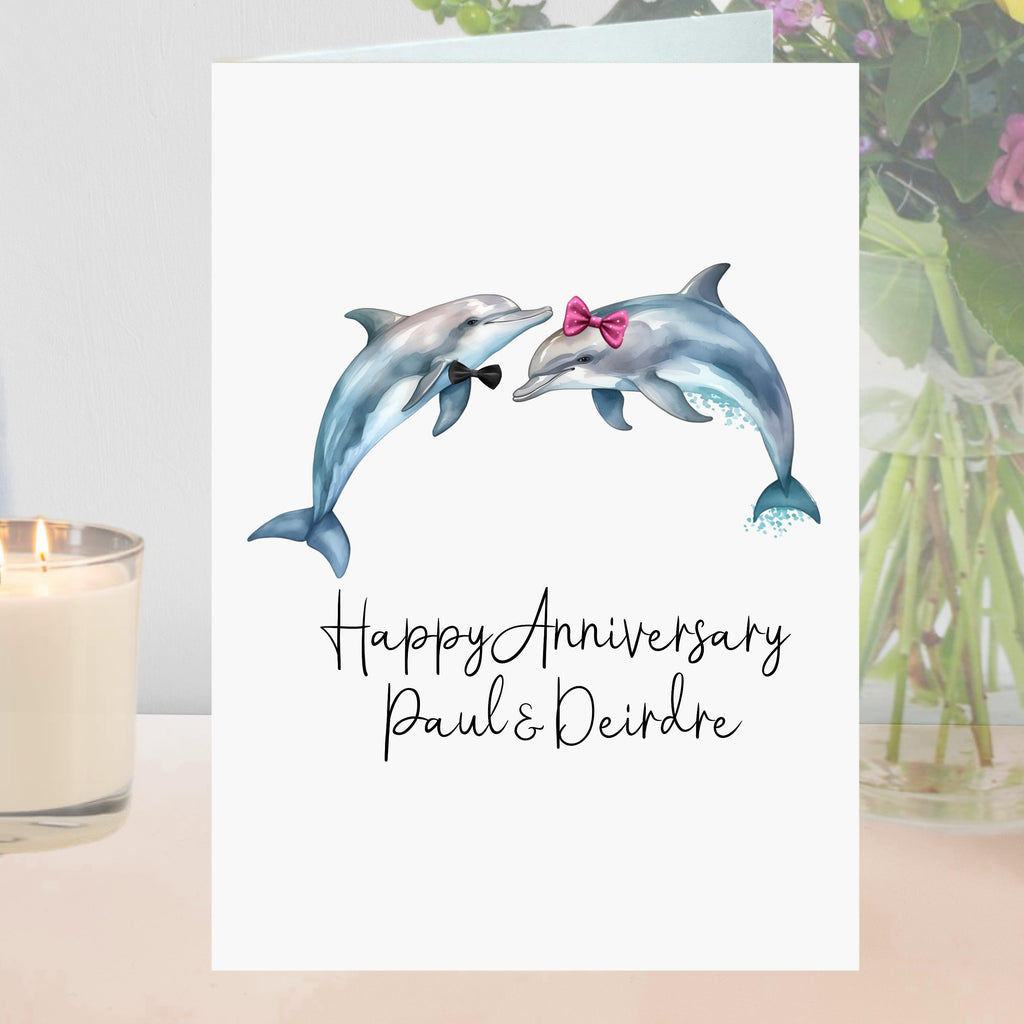 Dolphin Anniversary Card Personalised