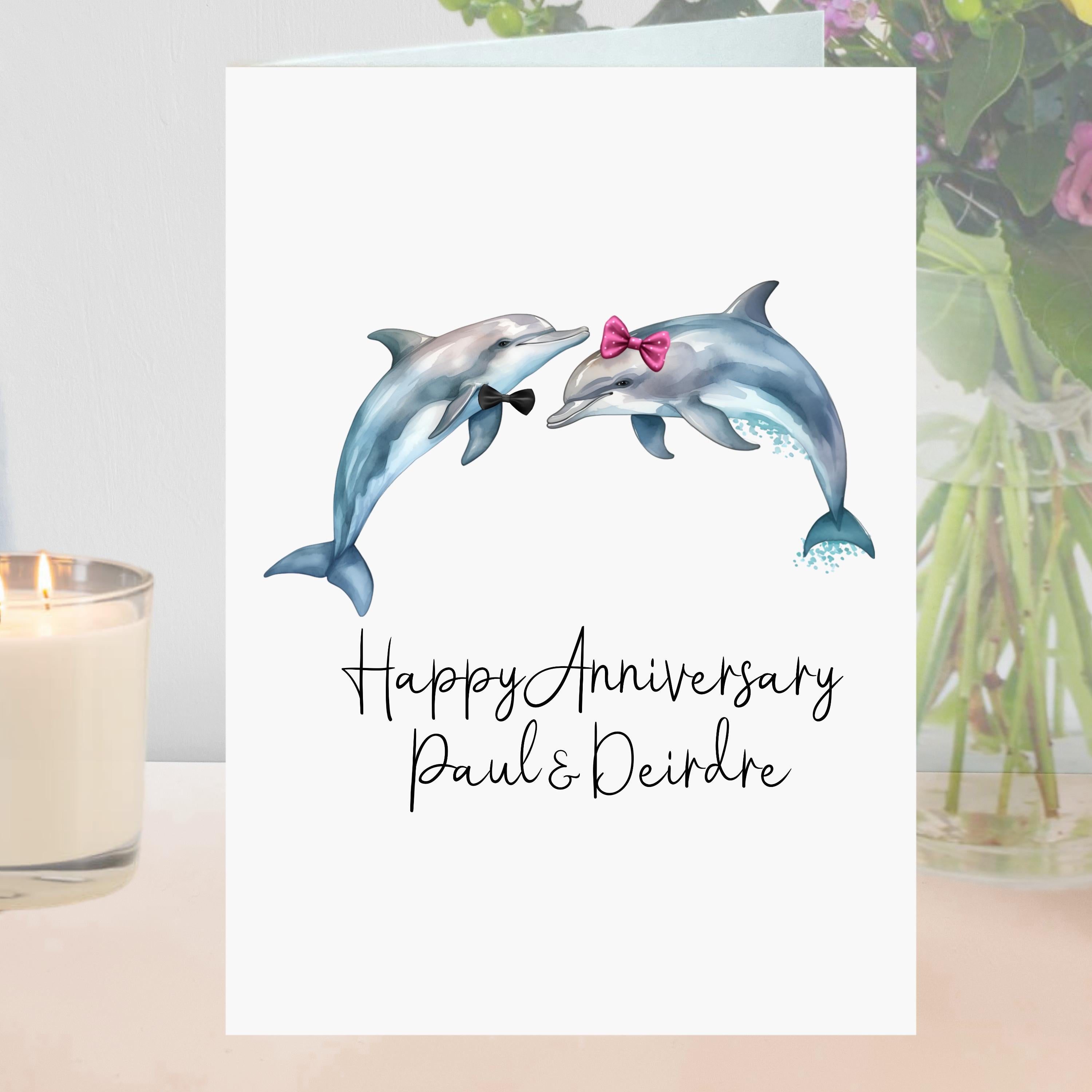 Dolphin Anniversary Card Personalised