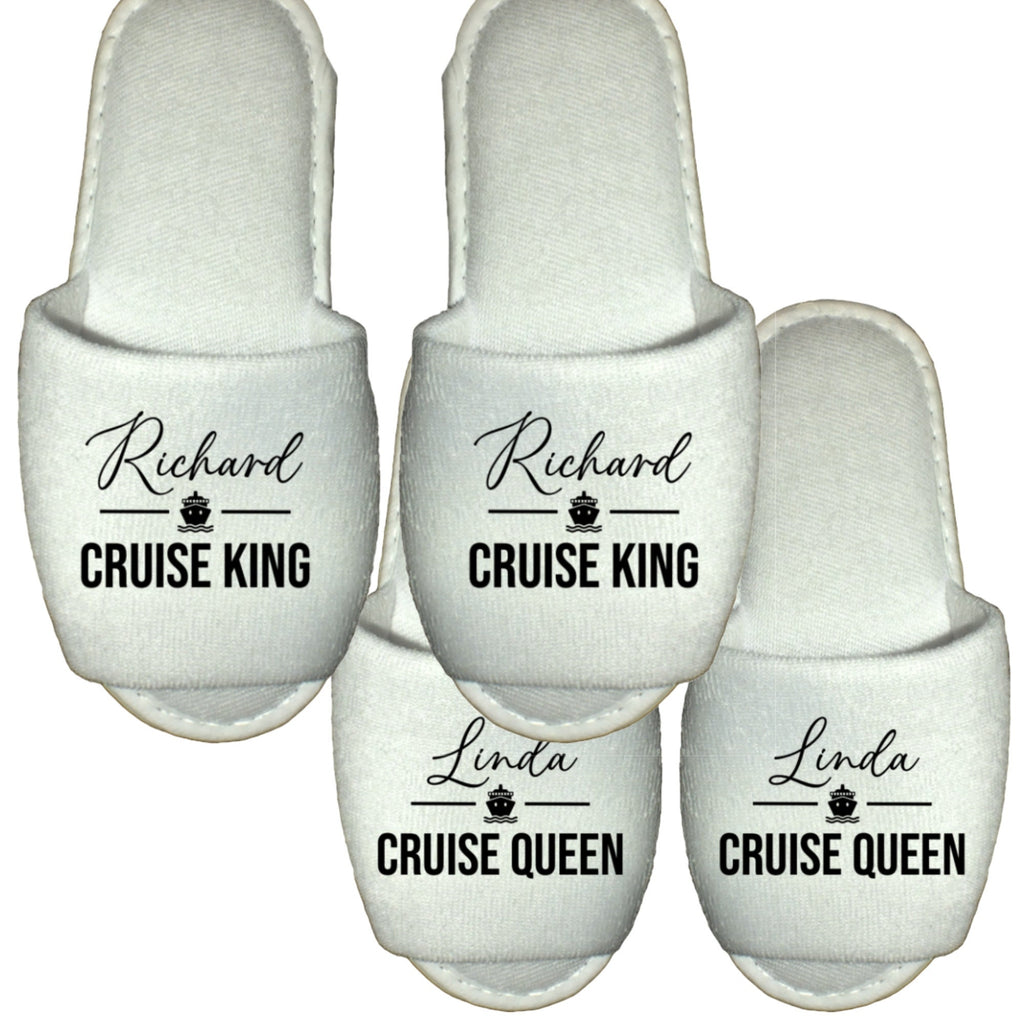 Personalised Spa Slippers Cruise King Queen - Ship Holiday Party Hotel Hot Tub