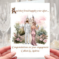 Fairytale Engagement Card Personalised Castle Princess Happily ever after