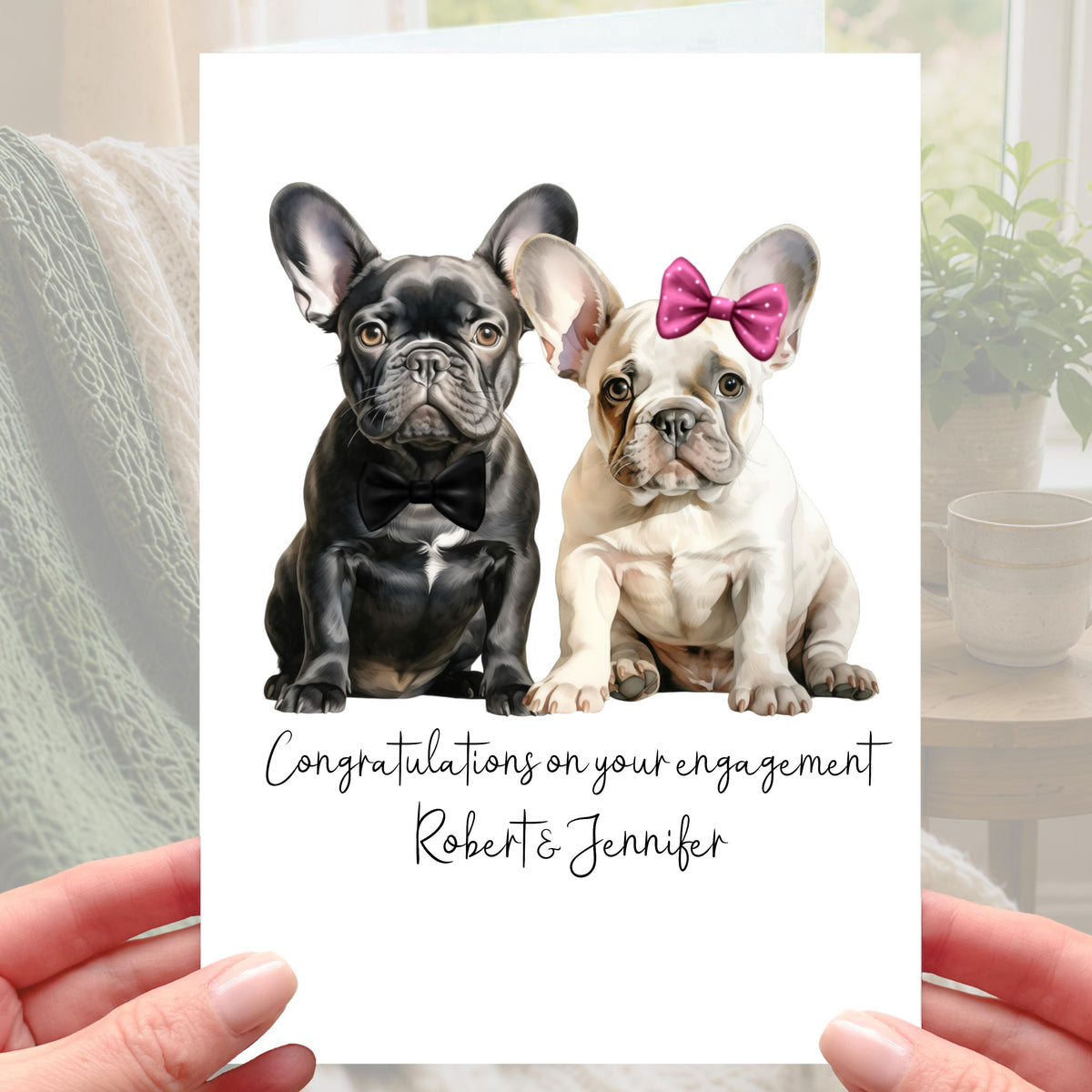 French Bulldog Engagement Card Personalised dog frenchie