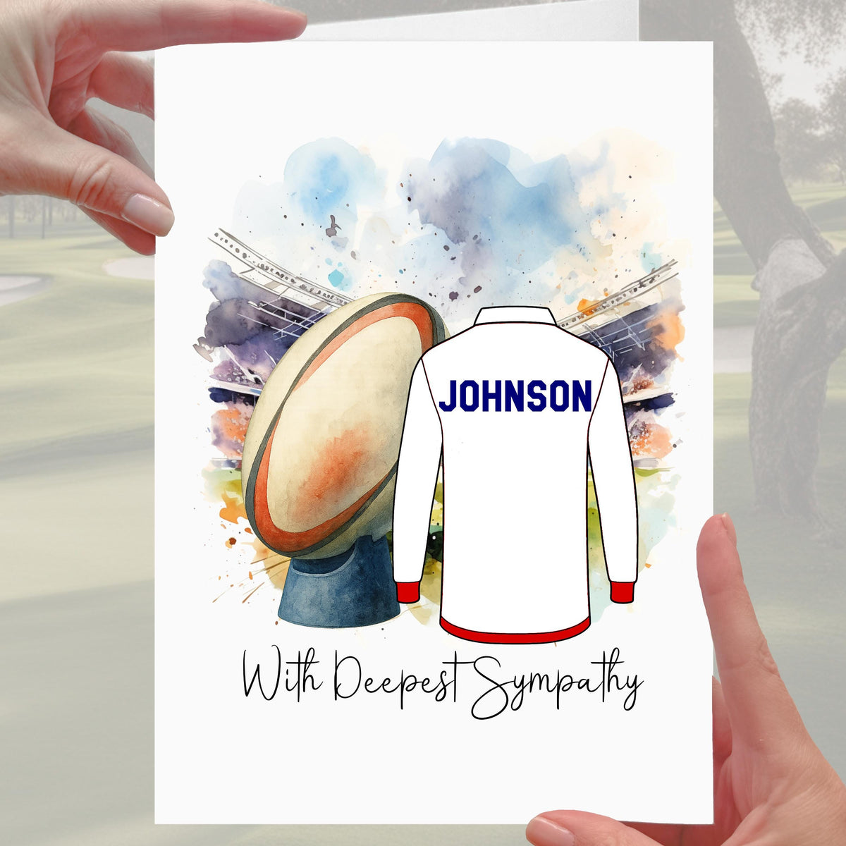 Rugby Sympathy Card Grief Mourning England Jersey White