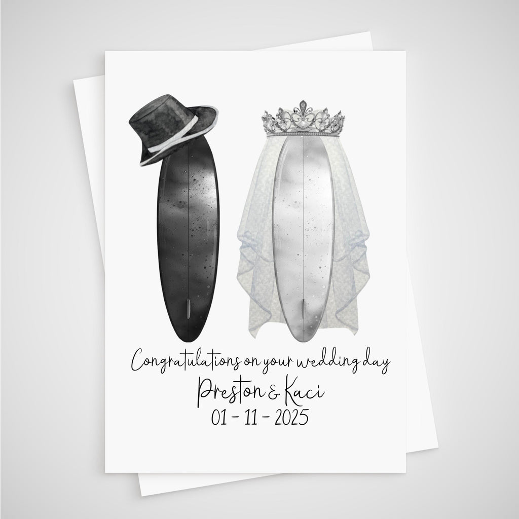 Surf Wedding Card Personalised Surfer