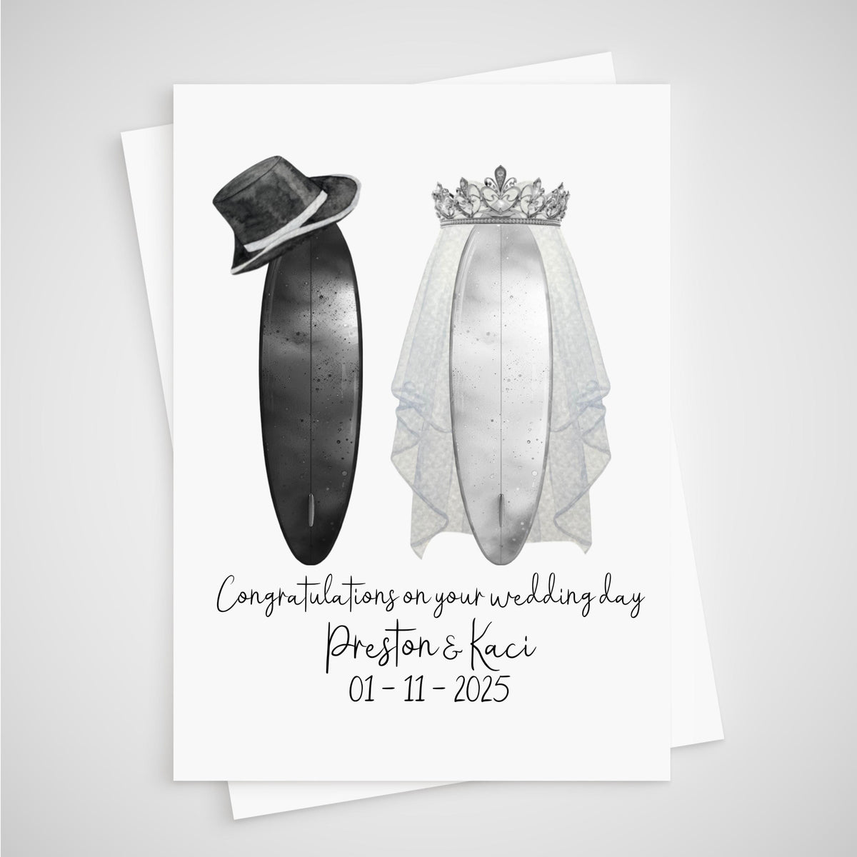 Surf Wedding Card Personalised Surfer